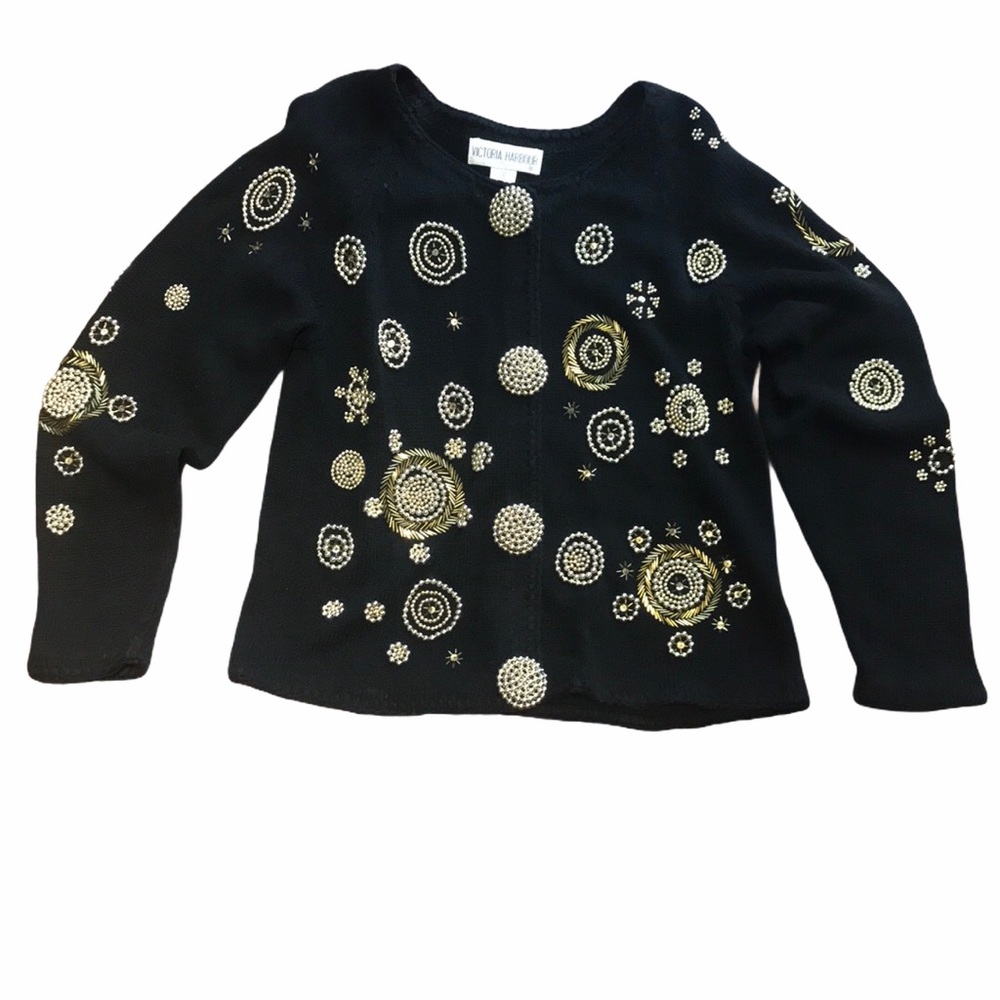 Vintage Victoria Harbour Beaded Sweater Size Small